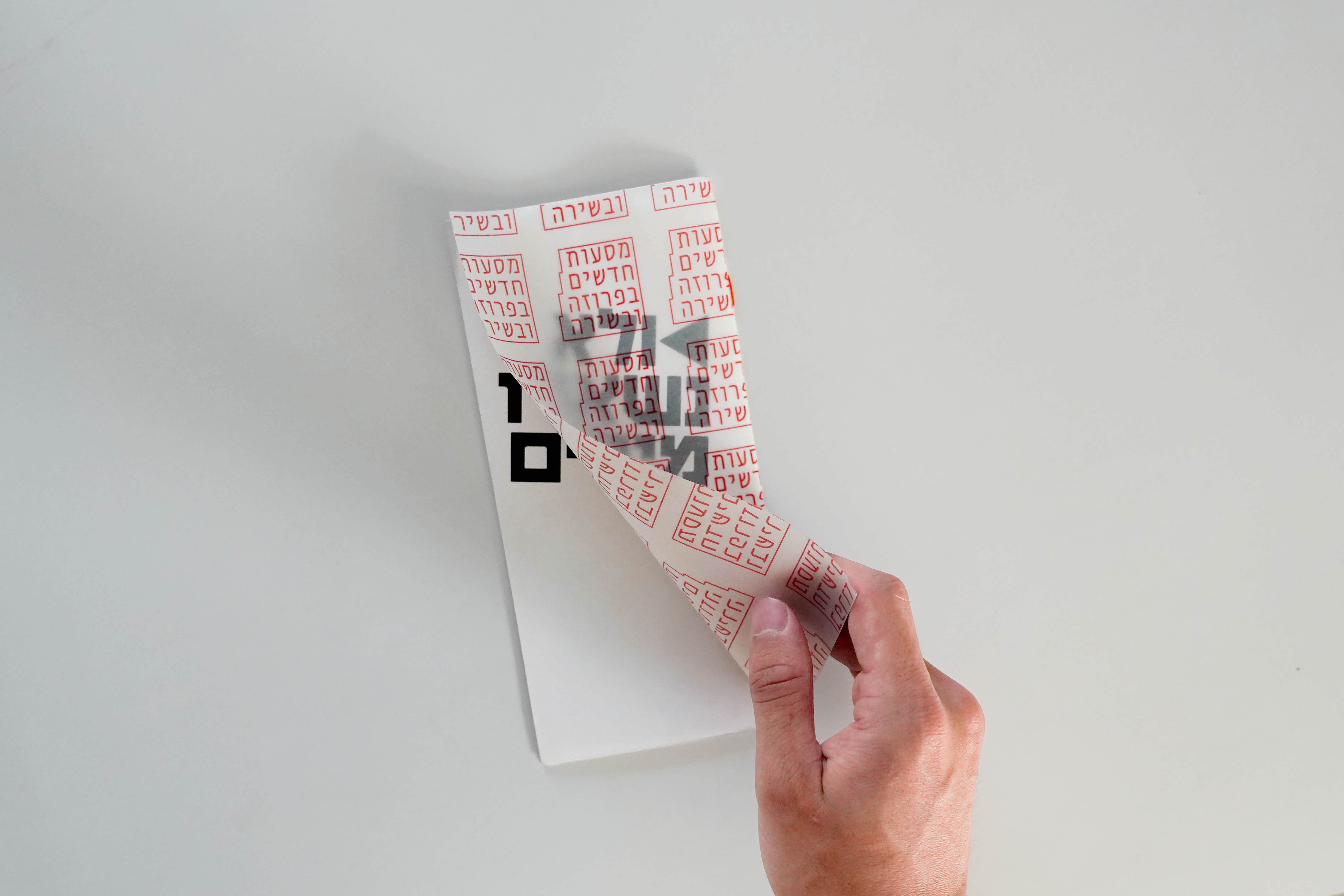 No Words Left brochure, page turning in hand